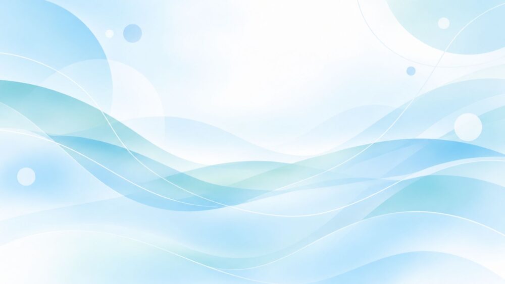 Life Maker Guidesのトップページ用イメージ画像。白を基調に、淡いブルーと水色の波模様や円形を重ねた抽象的なデザイン